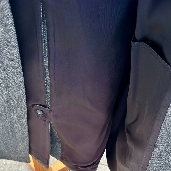 Adolfo Men's 46R Wool Herringbone Trench Coat - Picture 10 of 11